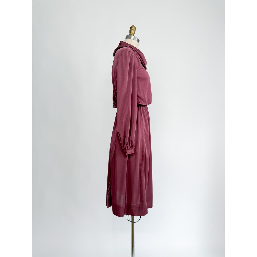 purple vtg 70s cowl neck long sleeve knee length dress size M - Picture 4 of 5